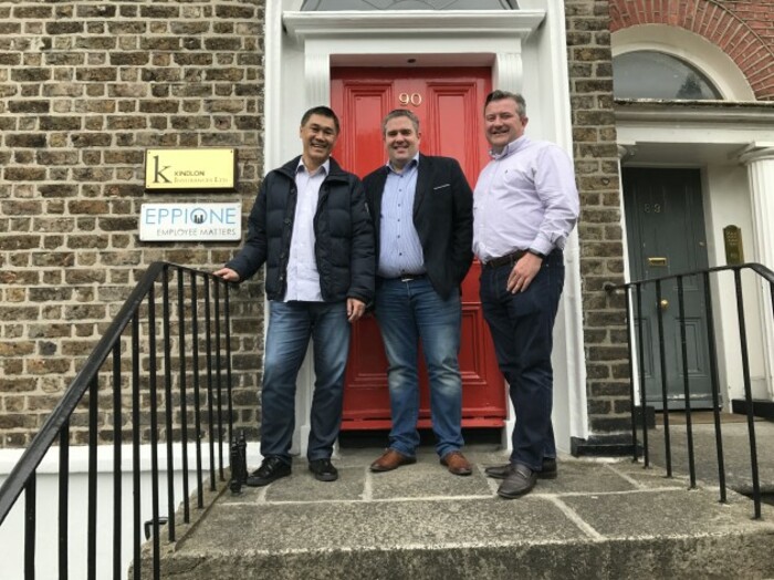 LR Ernest Legrand, David Kindlon and Neil Fallon outside their Dublin office